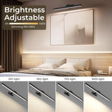 Darrahopens Home & Garden > Lighting > Wall Lights Wall Picture Light, 24in Battery-Powered Gallery Light for Artwork, CCT Dimmable Rechargeable Battery Wall Lamp with Remote Control for Living Room, Gallery, and Dartboard (Black)