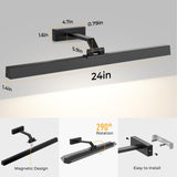 Darrahopens Home & Garden > Lighting > Wall Lights Wall Picture Light, 24in Battery-Powered Gallery Light for Artwork, CCT Dimmable Rechargeable Battery Wall Lamp with Remote Control for Living Room, Gallery, and Dartboard (Black)