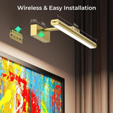 Darrahopens Home & Garden > Lighting > Wall Lights Wireless Picture Lights for Wall, Battery Operated Wall Light for Painting Rechargeable CCT Rotatable Art Gallery Light with Remote Dimmable Timer for Artwork Frame Display Dartboard (Gold, 16inch)