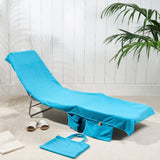 Darrahopens Home & Garden > Pool & Accessories > Beach Towels 2-in-1 Blue Microfiber Sun Lounger Towel & Portable Tote Bag - Sand-Free & Quick Dry Beach Chair Cover with Side Pockets (75x211cm)