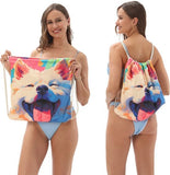 Darrahopens Home & Garden > Pool & Accessories > Beach Towels 2-in-1 foldable beach towel - printed bath towel - all-in-one beach towel - integrated bag - storage space
