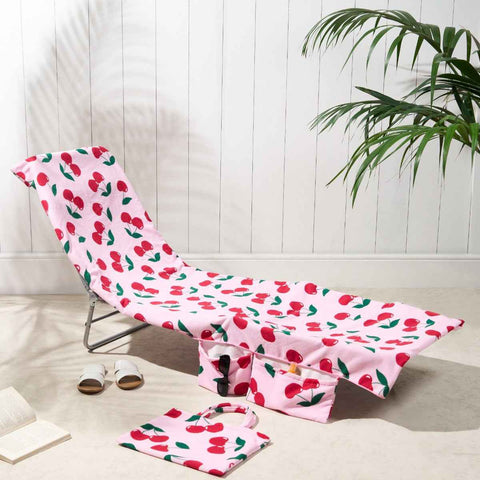 Darrahopens Home & Garden > Pool & Accessories > Beach Towels 2-in-1 Microfiber Sun Lounger Towel & Portable Tote Bag - Sand-Free & Quick Dry Beach Chair Cover with Side Pockets (ST004 / 75x211cm)