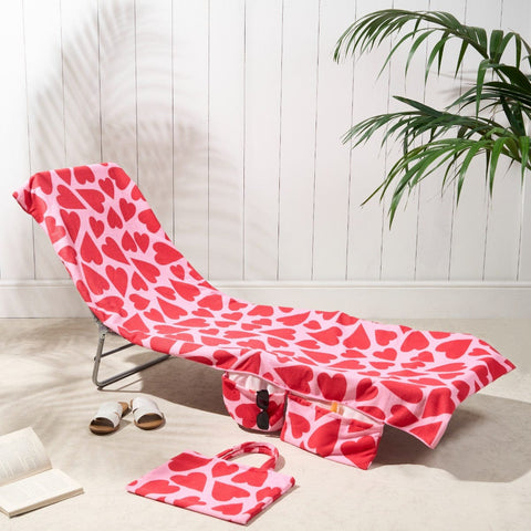 Darrahopens Home & Garden > Pool & Accessories > Beach Towels 2-in-1 Microfiber Sun Lounger Towel & Portable Tote Bag - Sand-Free & Quick Dry Beach Chair Cover with Side Pockets (ST005 / 75x211cm)