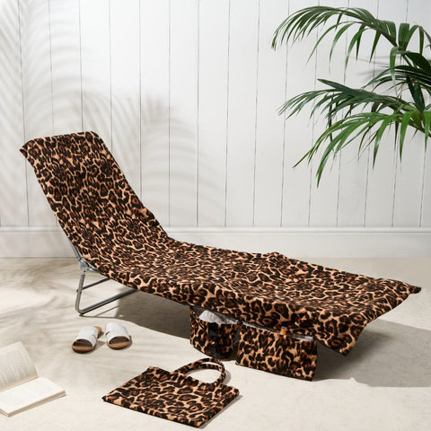 Darrahopens Home & Garden > Pool & Accessories > Beach Towels 2-in-1 Microfiber Sun Lounger Towel & Portable Tote Bag - Sand-Free & Quick Dry Beach Chair Cover with Side Pockets (ST006 / 75x211cm)