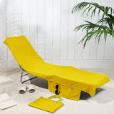 Darrahopens Home & Garden > Pool & Accessories > Beach Towels 2-in-1 Yellow Microfiber Sun Lounger Towel & Portable Tote Bag - Sand-Free & Quick Dry Beach Chair Cover with Side Pockets (75x211cm)