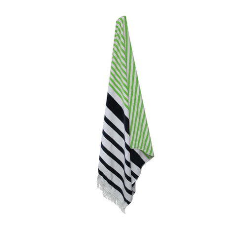 Darrahopens Home & Garden > Pool & Accessories > Beach Towels Onkaparinga Rainbow Striped Fringe Cotton Beach Towel Green/Navy