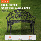 Darrahopens Home & Garden > Pool & Accessories > Beach Towels VEVOR Outdoor Bench, 38.8 inches Metal Garden Bench for Outdoors, 480 lbs Load Capacity Bench, Outdoor Garden Park Bench with Backrest and Armrests, Patio Bench for Garden, Park, Yard, Front Porch