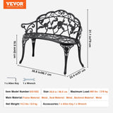 Darrahopens Home & Garden > Pool & Accessories > Beach Towels VEVOR Outdoor Bench, 38.8 inches Metal Garden Bench for Outdoors, 480 lbs Load Capacity Bench, Outdoor Garden Park Bench with Backrest and Armrests, Patio Bench for Garden, Park, Yard, Front Porch