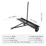 Darrahopens Home & Garden > Pool & Accessories > Beach Towels VEVOR Tow Behind Dethatcher, 1015mm Tow Dethatcher with 20 Spring Steel Tines, Lawn Dethatcher Rake for ATV or Mower, Tow Behind Lawn Rake with Lift Handle for Garden Farm Grass