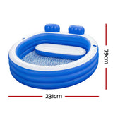 Darrahopens Home & Garden > Pool & Accessories Bestway Kids Inflatable Pool Above Ground Pools Bench Seat Cup Holder 231x219cm