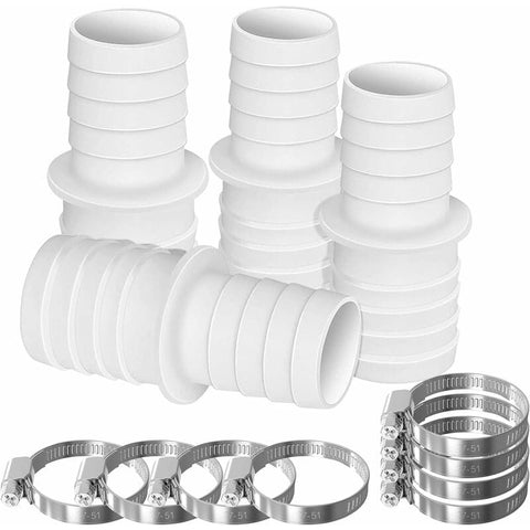 Darrahopens Home & Garden > Pool & Accessories > Pool Covers & Accessories 4 X Hose Connectors, Swimming Pool Hose Adapter Set With 8 Hose Adapter Clamps (32Mm To 38Mm Diameter)