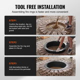 Darrahopens Home & Garden > Pool & Accessories > Pool Covers & Accessories VEVOR Fire Pit Ring, 40-Inch Outer/36-Inch Inner Diameter, 10inch Height 2.5mm Thick Fire Pit Insert, Heavy Duty Carbon Steel Liner DIY Campfire Ring above or In-Ground, for Outdoor Camping, Bonfires