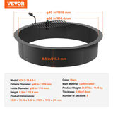 Darrahopens Home & Garden > Pool & Accessories > Pool Covers & Accessories VEVOR Fire Pit Ring, Fire Pit Insert with Barbecue Fire Ring, 40-In Outer/36-In Inner Diameter, 8.5in Height, Carbon Steel Liner DIY Campfire Ring above/In-Ground, for Outdoor Camping, Bonfires