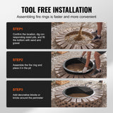 Darrahopens Home & Garden > Pool & Accessories > Pool Covers & Accessories VEVOR Fire Pit Ring, Fire Pit Insert with Barbecue Fire Ring, 40-In Outer/36-In Inner Diameter, 8.5in Height, Carbon Steel Liner DIY Campfire Ring above/In-Ground, for Outdoor Camping, Bonfires