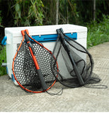 Darrahopens Home & Garden > Pool & Accessories > Pool Sweeps & Vacuums Black High Strength Large Landing Net - Fishing Net with Foldable Handle and Soft Rubber Netting, Dip Net for Fishing, Ideal for Boat, Pier, River Angling