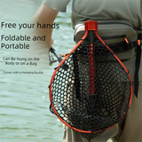 Darrahopens Home & Garden > Pool & Accessories > Pool Sweeps & Vacuums Black High Strength Large Landing Net - Fishing Net with Foldable Handle and Soft Rubber Netting, Dip Net for Fishing, Ideal for Boat, Pier, River Angling