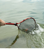 Darrahopens Home & Garden > Pool & Accessories > Pool Sweeps & Vacuums Black High Strength Large Landing Net - Fishing Net with Foldable Handle and Soft Rubber Netting, Dip Net for Fishing, Ideal for Boat, Pier, River Angling