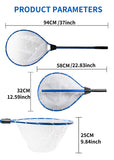 Darrahopens Home & Garden > Pool & Accessories > Pool Sweeps & Vacuums Black High Strength Large Landing Net - Fishing Net with Long Foldable Handle and Soft Rubber Netting, Dip Net for Fishing, Ideal for Boat, Pier, River Angling