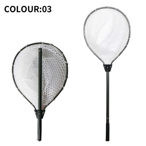 Darrahopens Home & Garden > Pool & Accessories > Pool Sweeps & Vacuums Black High Strength Large Landing Net - Fishing Net with Long Foldable Handle and Soft Rubber Netting, Dip Net for Fishing, Ideal for Boat, Pier, River Angling