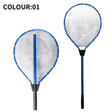 Darrahopens Home & Garden > Pool & Accessories > Pool Sweeps & Vacuums Blue High Strength Large Landing Net - Fishing Net with Long Foldable Handle and Soft Rubber Netting, Dip Net for Fishing, Ideal for Boat, Pier, River Angling