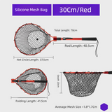 Darrahopens Home & Garden > Pool & Accessories > Pool Sweeps & Vacuums Red High Strength Large Landing Net - Fishing Net with Foldable Handle and Soft Rubber Netting, Dip Net for Fishing, Ideal for Boat, Pier, River Angling