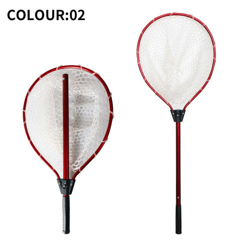 Darrahopens Home & Garden > Pool & Accessories > Pool Sweeps & Vacuums Red High Strength Large Landing Net - Fishing Net with Long Foldable Handle and Soft Rubber Netting, Dip Net for Fishing, Ideal for Boat, Pier, River Angling