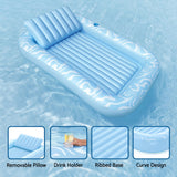 Darrahopens Home & Garden > Pool & Accessories > Pool Toys & Inflatables Bestway Float Floating Seat Pool Lounger Inflatable Lounge Chair Bed Pillow Cup Holder 2.03MX1.37M
