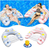 Darrahopens Home & Garden > Pool & Accessories > Pool Toys & Inflatables Daisy Inflatable Pool Floats 2-Pack for Adults: U-Shaped Lounge Chairs with Cup Holders, Portable for Pool, Beach, Summer Fun