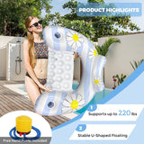 Darrahopens Home & Garden > Pool & Accessories > Pool Toys & Inflatables Daisy Inflatable Pool Floats 2-Pack for Adults: U-Shaped Lounge Chairs with Cup Holders, Portable for Pool, Beach, Summer Fun