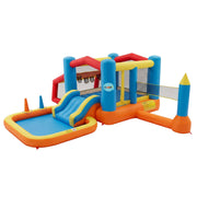 Darrahopens Home & Garden > Pool & Accessories > Pool Toys & Inflatables Keezi Inflatable Kids Pool Play Park Jumping Castle Volleyball Net with Blower Balls 4mx4.37m In Australia - Darrahopens