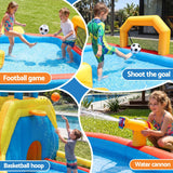 Darrahopens Home & Garden > Pool & Accessories > Pool Toys & Inflatables Keezi Inflatable Kids Pool Water Slide Splash Castle Football 622cmx542cm In Australia - Darrahopens