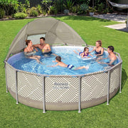 Darrahopens Home & Garden > Pool & Accessories > Swimming Pools Bestway Swimming Pools 396cm x 107cm Steel Above Ground Canopy Backyard Pool Set White
