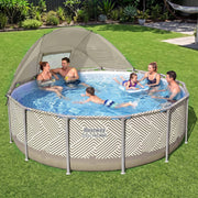Darrahopens Home & Garden > Pool & Accessories > Swimming Pools Bestway Swimming Pools 396cm x 107cm Steel Above Ground Canopy Backyard Pool Set White