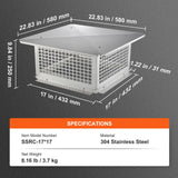 Darrahopens Home & Garden > Pool & Accessories > Swimming Pools VEVOR Chimney Cap 17” x 17” 304Stainless Steel Fireplace Flue Caps Cover Mesh