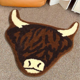Darrahopens Home & Garden > Rugs > Door Mats American Style Brown Bull Head Flocked Rug, Bedroom Bedside Rug, Bathroom Doorway Absorbent Mat, Non-Slip Toilet Mat