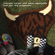 Darrahopens Home & Garden > Rugs > Door Mats American Style Brown Bull Head Flocked Rug, Bedroom Bedside Rug, Bathroom Doorway Absorbent Mat, Non-Slip Toilet Mat