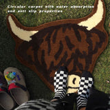 Darrahopens Home & Garden > Rugs > Door Mats American Style Brown Bull Head Flocked Rug, Bedroom Bedside Rug, Bathroom Doorway Absorbent Mat, Non-Slip Toilet Mat
