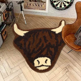 Darrahopens Home & Garden > Rugs > Door Mats American Style Brown Bull Head Flocked Rug, Bedroom Bedside Rug, Bathroom Doorway Absorbent Mat, Non-Slip Toilet Mat
