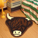 Darrahopens Home & Garden > Rugs > Door Mats American Style Brown Bull Head Flocked Rug, Bedroom Bedside Rug, Bathroom Doorway Absorbent Mat, Non-Slip Toilet Mat