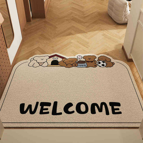 Darrahopens Home & Garden > Rugs > Door Mats Dog Light Curry Set of 2 Cartoon PVC Coil Entrance Mats - Non-Slip Dirt Trapping Door Mats (50x80cm)