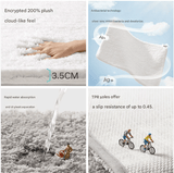 Darrahopens Home & Garden > Rugs > Door Mats Khaki 60*90cm Luxury 3.5cm Shag Bath Mat | Silver Ion Antibacterial Technology | Quick Dry Non-Slip TPR Bathroom Rug