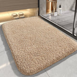 Darrahopens Home & Garden > Rugs > Door Mats Khaki 60*90cm Luxury 3.5cm Shag Bath Mat | Silver Ion Antibacterial Technology | Quick Dry Non-Slip TPR Bathroom Rug