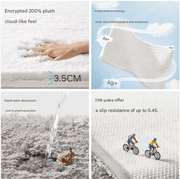 Darrahopens Home & Garden > Rugs > Door Mats White 60*90cm Luxury 3.5cm Shag Bath Mat | Silver Ion Antibacterial Technology | Quick Dry Non-Slip TPR Bathroom Rug