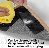 24PCS Reusable Carpet Grippers, Washable Non-Slip Rug Tape for Hardwood Floors, Strong Adhesive Rug Corners Fixer, No Residue Rug Pads for Area Rugs (Black)