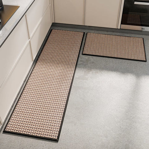Darrahopens Home & Garden > Rugs > Floor Rugs Absorbent & Dirt-Resistant Woven Kitchen Mat - Non-Slip Runner Rug for Home(Interlocking Black)