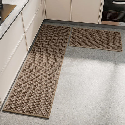 Darrahopens Home & Garden > Rugs > Floor Rugs Absorbent & Dirt-Resistant Woven Kitchen Mat - Non-Slip Runner Rug for Home(Interlocking Brown)