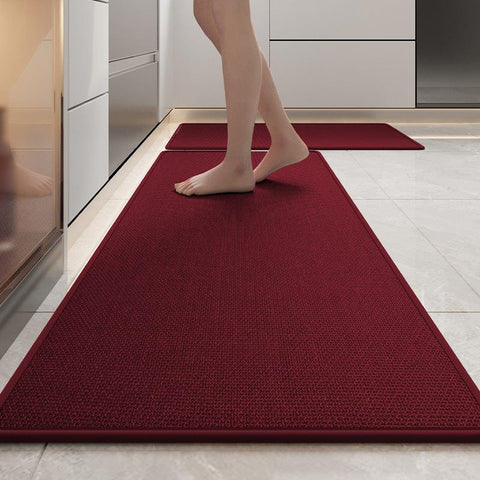 Darrahopens Home & Garden > Rugs > Floor Rugs Absorbent & Dirt-Resistant Woven Kitchen Mat - Non-Slip Runner Rug for Home(Style Woven Red)