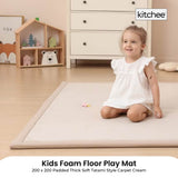 Darrahopens Home & Garden > Rugs > Floor Rugs Kitchee Kids Foam Floor Play Mat 200x200cm – Padded Thick Soft Tatami Style Cream