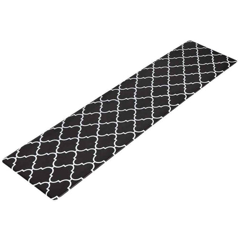 Darrahopens Home & Garden > Rugs > Floor Rugs Non-Slip PVC Kitchen Floor Runner 45 x 180 cm, Waterproof Rug, Black Moroccan Trellis