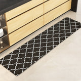 Darrahopens Home & Garden > Rugs > Floor Rugs Non-Slip PVC Kitchen Floor Runner 45 x 180 cm, Waterproof Rug, Black Moroccan Trellis